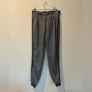 Adidas Dark Heather Gray Joggers with Black Accents